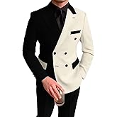 CYANDUSTY Men's Double Breasted Suit Slim Fit Wedding Homecoming Blazer Pants Outfit