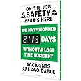 Accuform SCK115 Aluminum Digi-Day Electronic Scoreboard, "ON THE JOB SAFETY BEGINS HERE - WE HAVE WORKED #### DAYS WITHOUT A LOST TIME ACCIDENT - ACCIDENTS ARE AVOIDABLE"