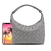 Luxurious Suede Slouch Hobo Bag for Women Woven Leather Shoulder Bags Top-Handle Purses