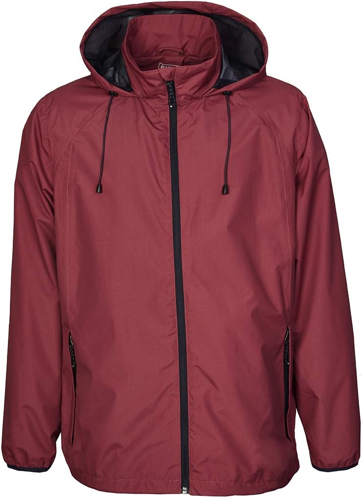 killtec Men's Romano Allover Rain Jacket with Retractable Hood, Packable