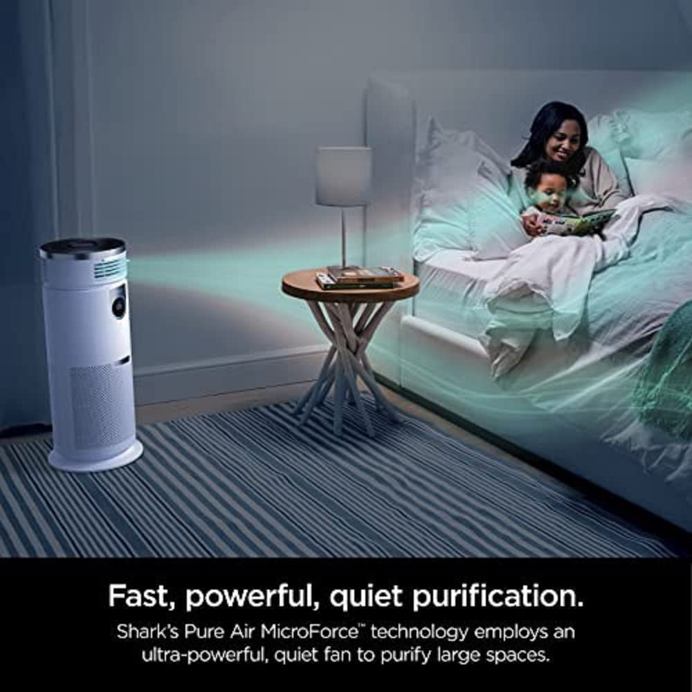 Shark HC502 3-in-1 Clean Sense Air Purifier MAX, Heater & Fan, HEPA Filter, 1000 Sq Ft, Oscillating, Large Rooms, Kitchens, Captures 99.98% of Particles for Clean Air, Dust, Smoke & Allergens, White