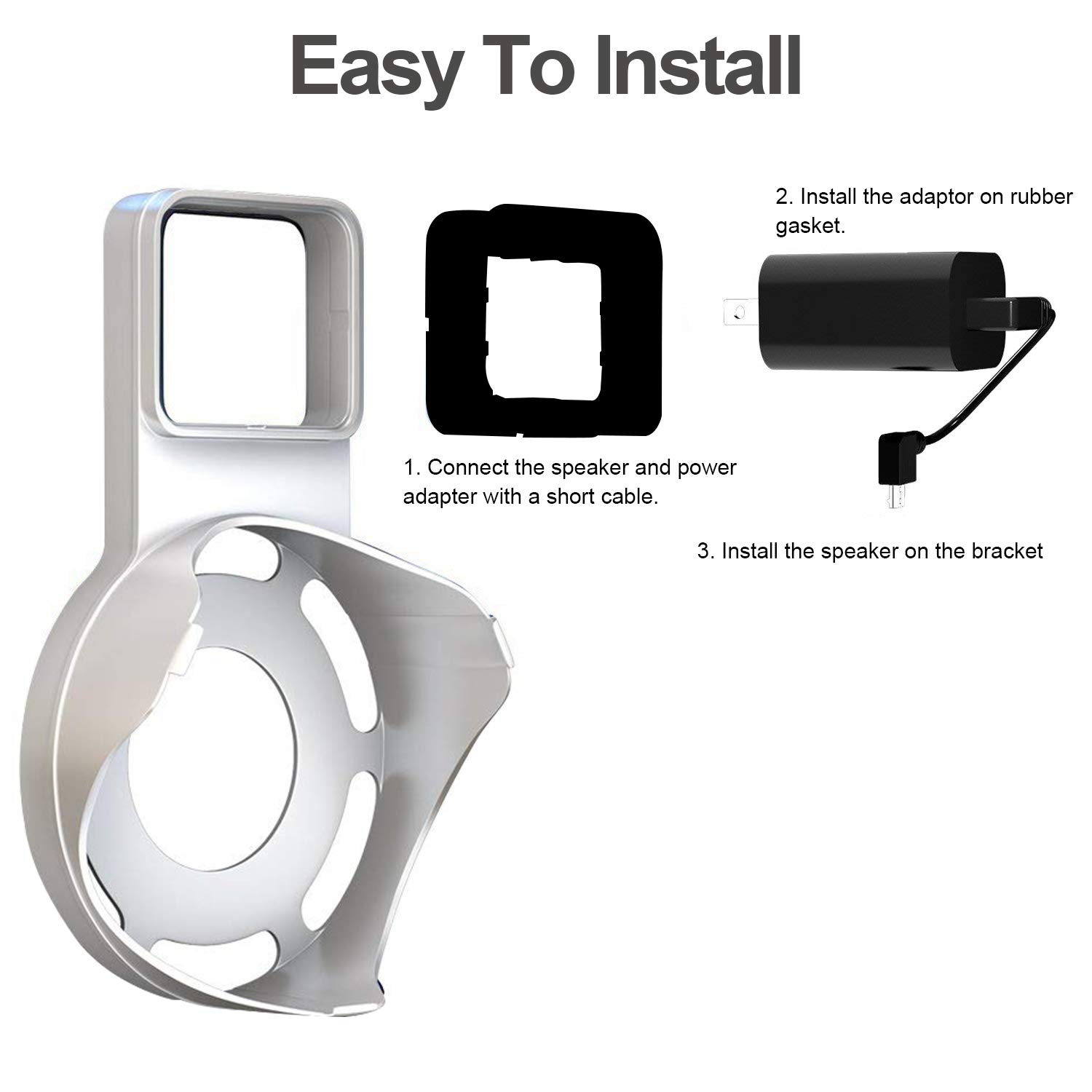 Echo Dot Wall Mount Outlet Hanger - Idealife Speakers Holder for Dot 2nd Generation Speaker Alexia Echo Dot Bracket Plug Mount with Alexa Short Charging Cable, Space-Saving Speaker Hanger (White)