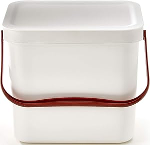 Modern Oversized 1.8 Gallon Plastic Kitchen White Compost Bin with Locking Lid - Sturdy Construction & Odor-Free Seal to Prevent Bugs & Smell – Scandinavian Modern Design and Dishwasher Safe