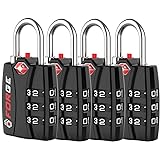 Forge TSA Luggage Combination Lock - Open Alert Indicator, Easy Read Dials, Alloy Body- Ideal for Travel, Lockers, Bags (Blac