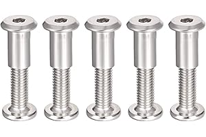 uxcell Screw Post Fit for 3/8"(10mm) Hole Dia, Male M8x30mm Belt Buckle Binding Bolts Leather Fastener Carbon Steel 5 Sets