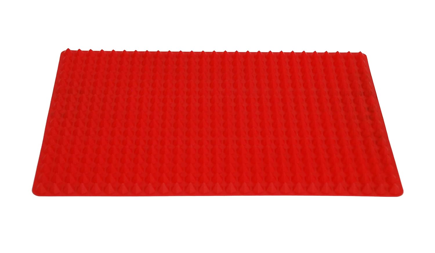 Maker Baker Pyramid Silicone Baking Mat Red|Crispy Food non-stick mat| Excess Fat draining channels | Food safe 100% BPA free | Temperature tolerances -40 °C to +230 °C (-40°F to +446° F) | Red