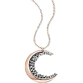 MignonandMignon Rose Gold Crystal Crescent Moon Necklace for Women Black Diamond Birthday Gift Celestial Jewelry Mothers Day