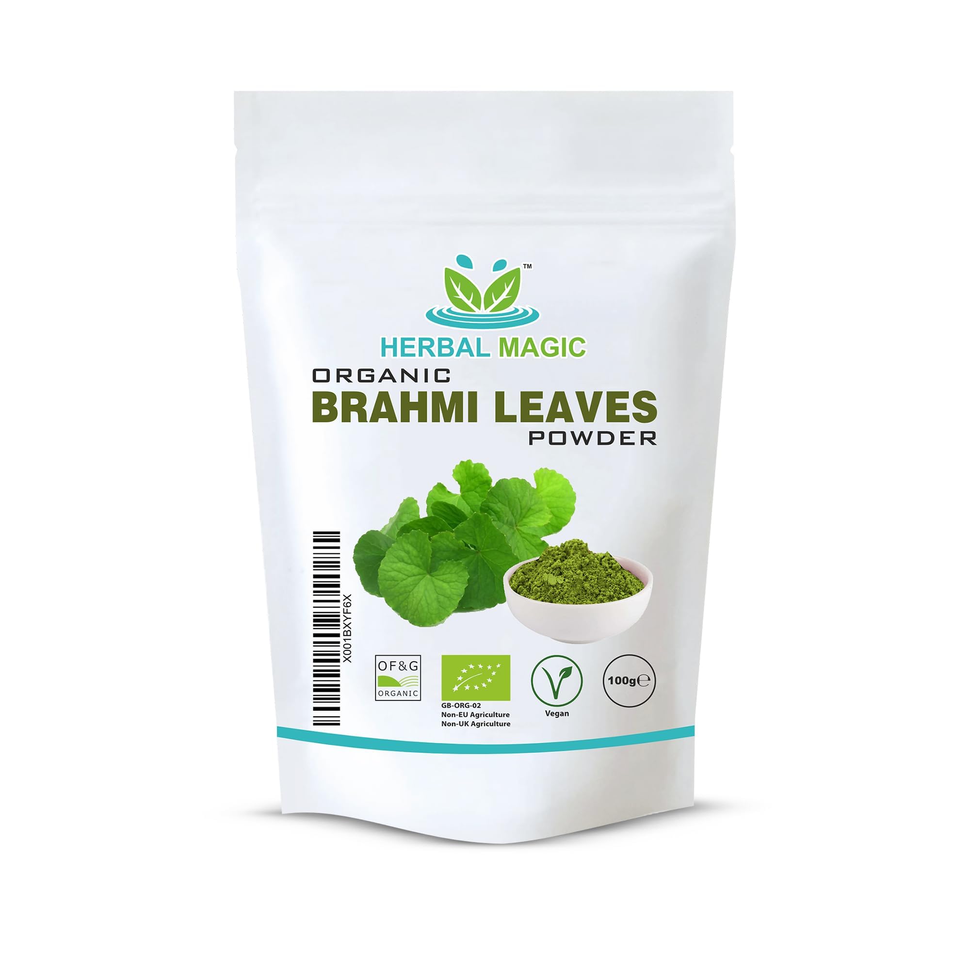 Herbal Magic’s Organic Brahmi (Bacopa Monnieri) Leaf Powder Natural Hair Face Mask - Prized Herb in Ayurveda - Sparkle Your Smoothies, Baking -100g