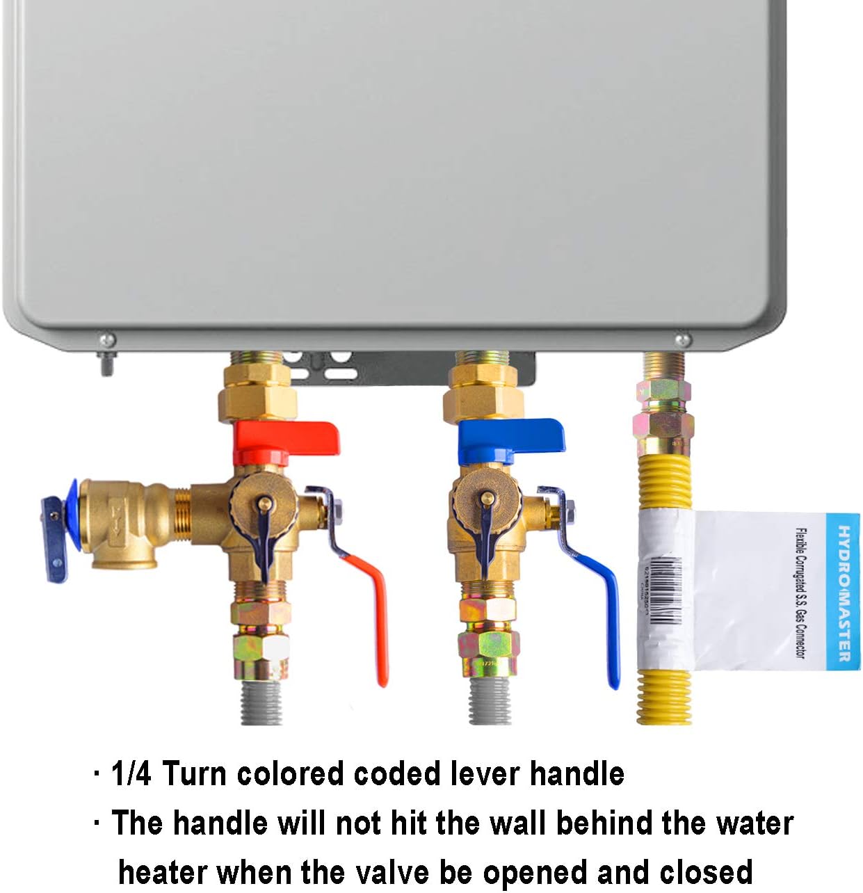 Hydro Master 3/4-Inch IPS Isolator Tankless Water Heater Service Valve Kit with Pressure Relief Valve, Clean Brass - - 