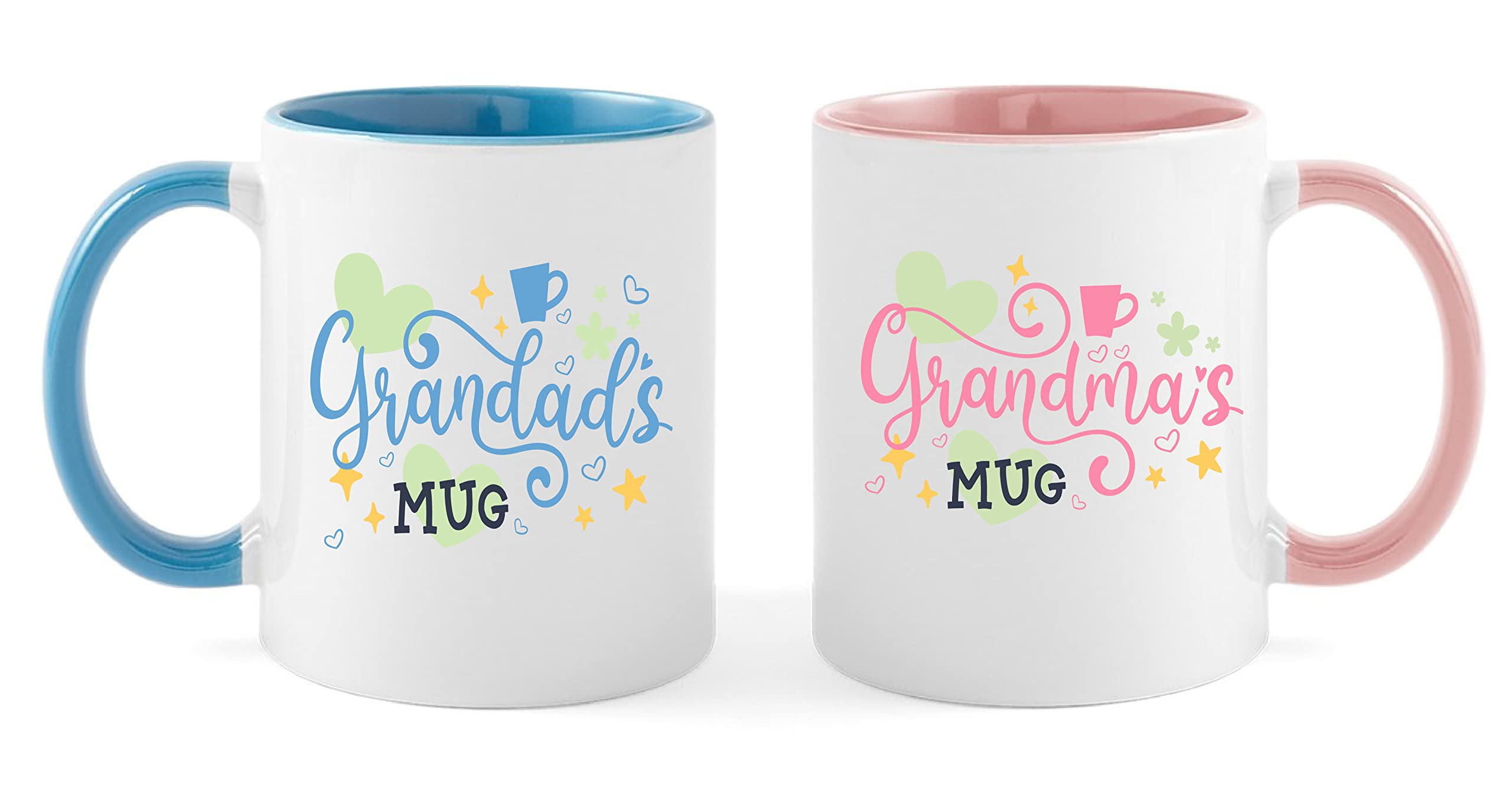 Grandma and Grandad Coffee Mugs for Best Grandparents, Grandma Grandad Gifts Grandson, Granddaughter, Grandchildren, Christmas, Anniversary Presents, Mothers Fathers Cups Set (Design 1 - Colour)