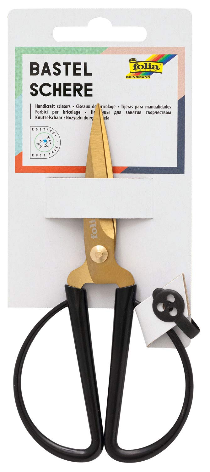 folia 776 - Craft Scissors, Gold, Approx. 14.5 cm Long, for Delicate Cutting of Paper, Cardboard, Fabric, Plants, Wool, Yarn, etc.