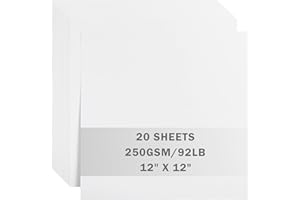 UNCLE PAUL 20 Sheets White Cardstock 12" x 12" Card Stock 250gsm/92lb Thick Construction Paper for Cricut, Scrapbook, Crafts, Card Making UAP34WH20
