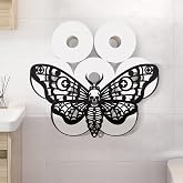 WADORN Skull Moth Metal Toilet Paper Holder, Skeleton Butterfly Decorative Toilet Paper Storage for Extra 8 Rolls Funny Freestanding Vintage Decor Paper Roll Organizer for Farmhouse Bathroom Cabinet