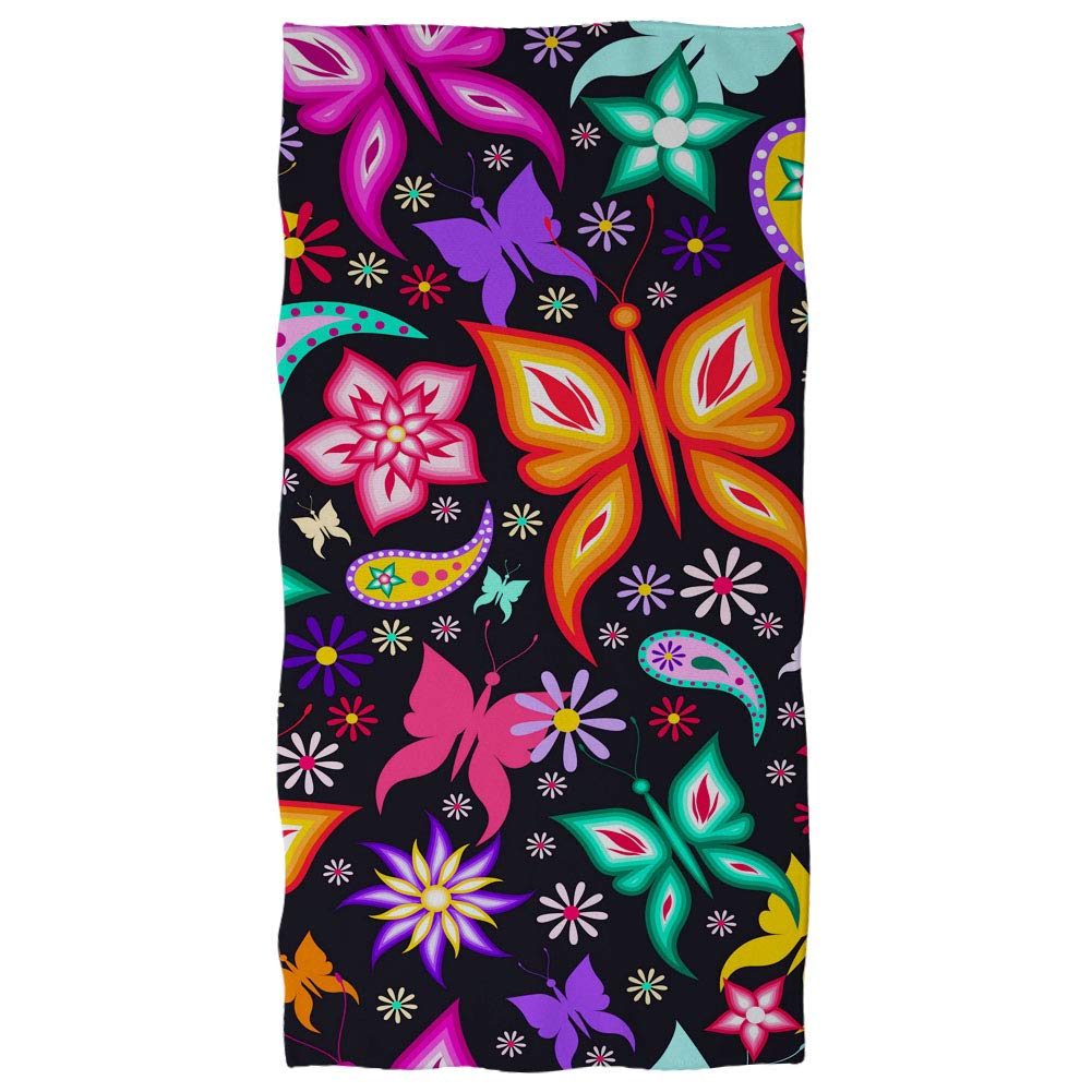 Showudesigns Cotton Bath Towel Absorbent Butterfly Print Soft Bath Sheet for Women Teen Girls Beach Travel Bathroom Body Towel Long