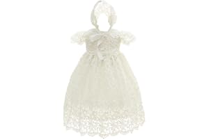 Xopzsiay Baby Girls Floral Lace Cap Sleeve Christening Gown Baptism Dress Formal Dress
