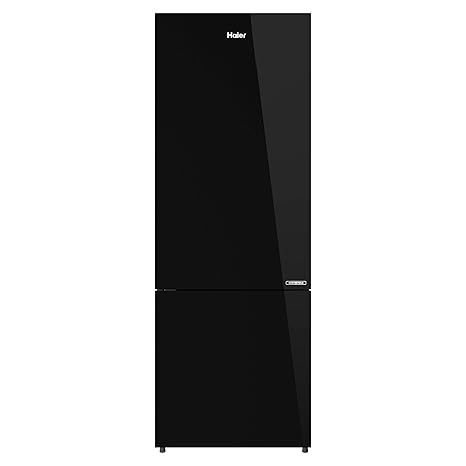 Haier 256 L 3 Star Inverter Frost-Free Double Door Refrigerator (HRB-2764PBG-E, Black Glass, Bottom Freezer)
