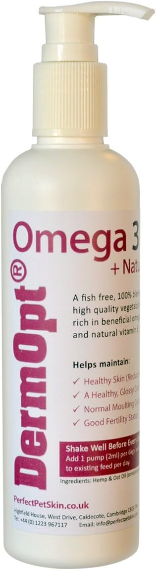 DermOpt Omega 3 for Dogs plus Natural Vitamin E for Healthy Skin and Coat, 250ml