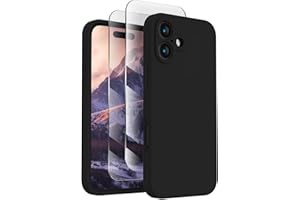 FireNova Designed for iPhone 16 Case, Silicone Upgraded [Camera Protection] Phone Case with [2 Screen Protectors], Soft Anti-Scratch Microfiber Lining Inside, 6.1 inch, Black