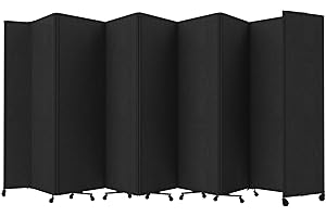 Versare Room Divider 360 Portable Wall Partition | Folding Panels | Large Freestanding Divider | Locking Wheels | Temporary Room Separator