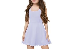 Batermoon Girls Athletic Tennis Dress with Shorts Kids Workout Exercise Golf Skirts Dresses with Pockets