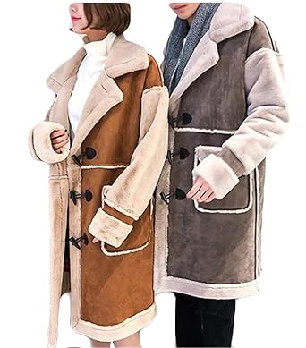 Amazon ジャンーウェ フェイクムートン ダッフルコート ロング