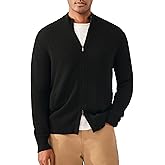 KVSS Men's Mock Neck Zip Up 100% Pure Cashmere Cardigan, Cardigan Pullover Sweaters for Mens | Luxury from Inner Mongolia