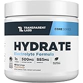 Transparent Labs Hydrate Electrolytes Powder - 40 Servings, Peach Mango | Sugar Free Hydration Powder Electrolyte Naturally Flavored &amp; Sweetened with Stevia, with Coconut Water, Taurine, &amp; Potassium
