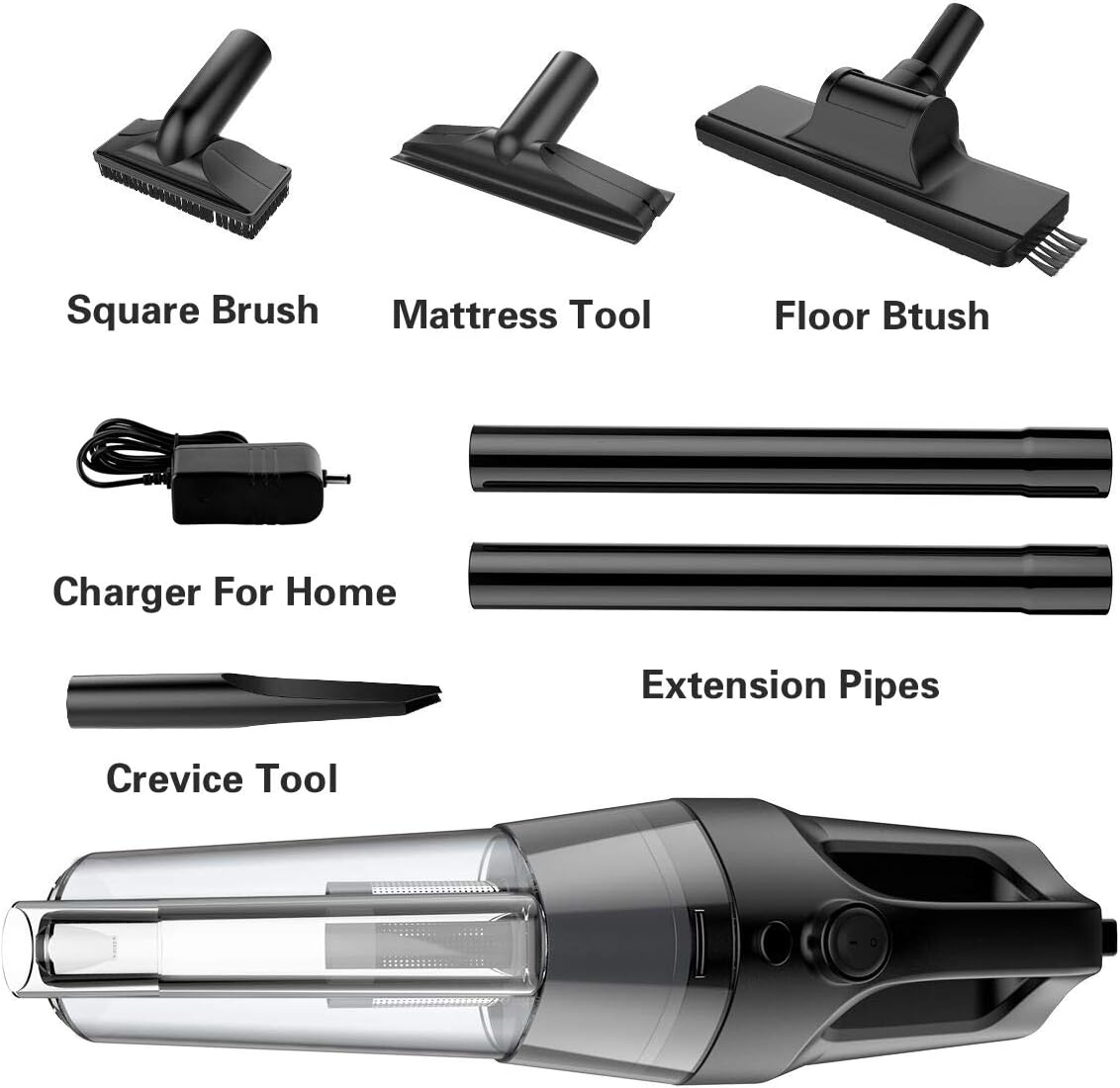 Handheld Vacuum Cleaner, SOWTECH Vacuum Cleaner Cordless Lightweight Vacuum Cleaner Rechargeable Portable Household Vacuum Cleaner with Stainless Steel Filter and 6 Accessories for Home, Office, Car -