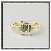 ZengoriGems 14k Gold Plated Cubic Zirconia Engagement Ring for Women 925 Sterling Silver Emerald Cut 1CT/2CT/3CT CZ Solitaire Wedding Promise Rings for Women Lover Size 5-9