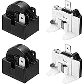 MECCANIXITY 2 Set PTC Refrigerator Starter Relay 4.7 Ohm 2 Pin and 1/5HP Freezer Overload Protector for Fridge Cooler Compres