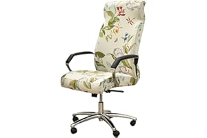 NILUOH Stretch Office Chair Cover with Zipper Printed Computer Chair Cover for Armrest Chair Universal Removable Spandex Rotating Boss Chair Slipcovers Soft Desk Chair Seat Protector for Dogs, Cats (L, 04)