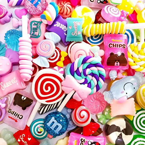 60Pcs Mixed Colors Slime Charms Assorted Cute Jelly Embellishments, Random Bulk Flatback Resin Ornament Bear Kawaii Slime Accessories For Phone Junk Case,Hairpins, Scrapbooking Crafting & DIY Decor