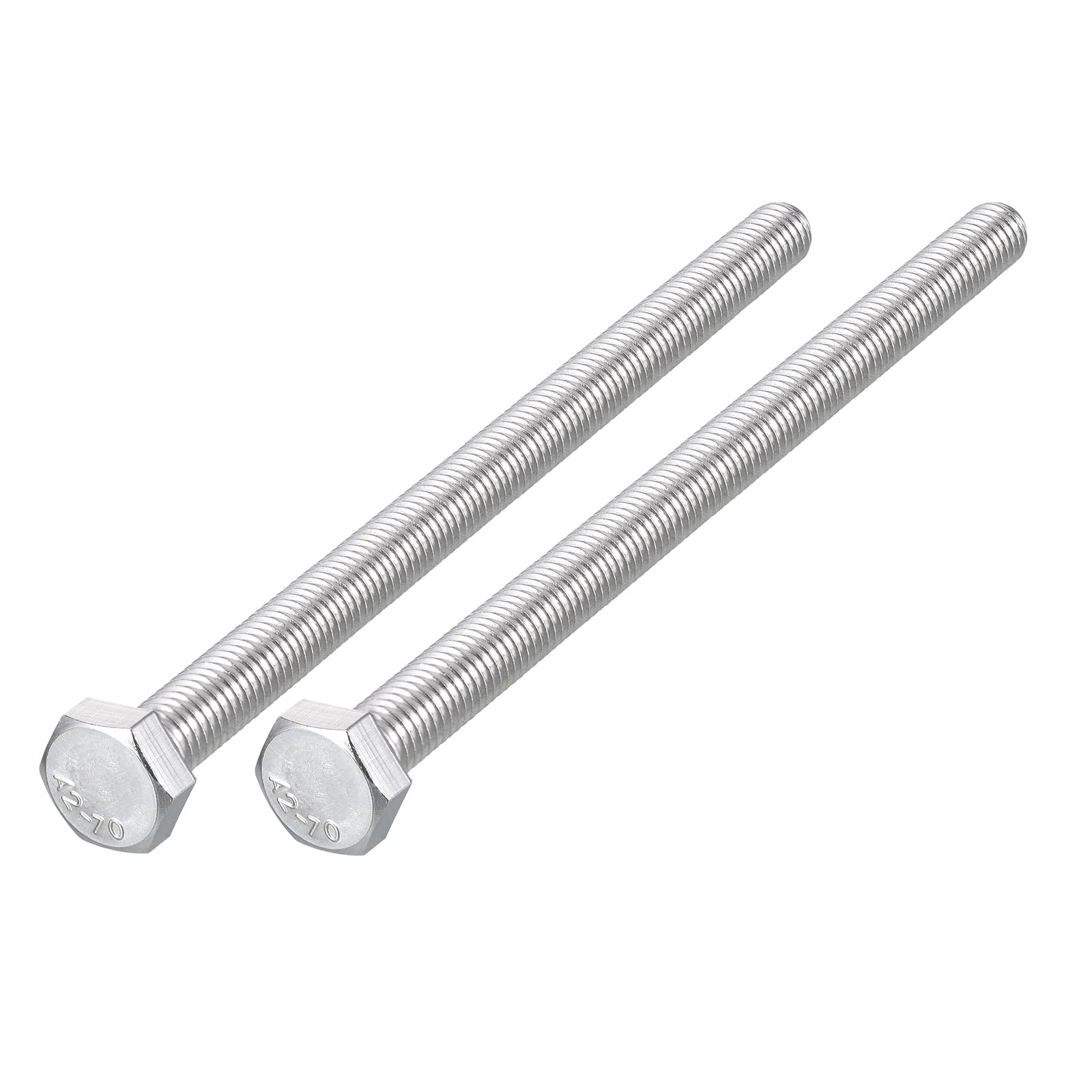 METALLIXITY Hex Bolts (M8-1.25x150mm) 2Pcs, 304 Stainless Steel Coarse Fully Threaded Hex Head Screw Bolt Machine Screws - for Furniture Repair, Silver