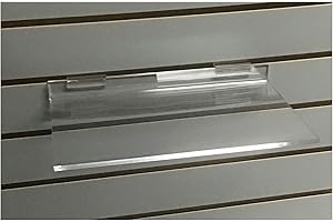 ExecuSystems Clear Acrylic Slatwall Shelves 12 Inches Wide x 8 Inches Deep Set of 2 for Retail Display or Home Use