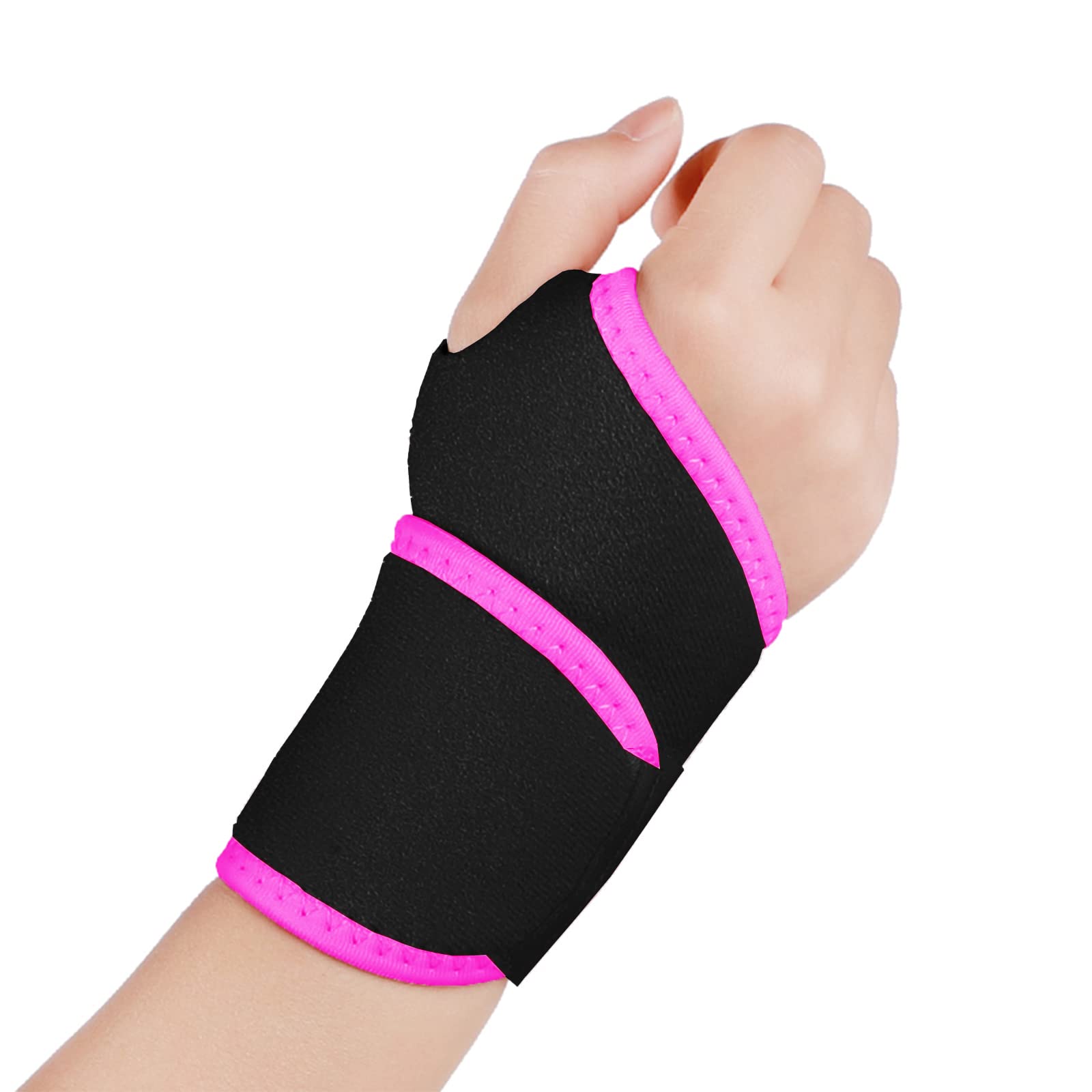 yeloumiss Wrist Support Brace 2 Pack Adjustable Wrist Strap Carpal Tunnel Wrist Support for Sports Protecting Arthritis Tendinitis Pain Relief, One Size Fits Left or Right Hand (Rose)