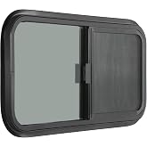 OUTPRIZE Horizontal RV Window, Tinted Sliding with Net Screen and Trim Ring | 30" W x 20" H, Suitable for 1-1/8" Thick Walls, DOT Approved