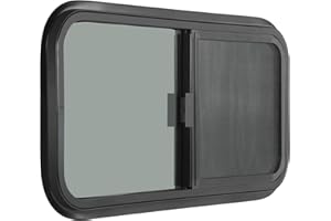 OUTPRIZE Horizontal RV Window, 30" W x 20" H Tinted Sliding RV Window with Net Screen and Trim Ring, Suitable for 15/16" or 1-3/8" and Slightly Thicker Up to 1/16" Walls, DOT Approved