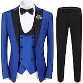 Cloudstyle Mens 3 Piece Suit Prom Colour Fashion Blazer Single Breasted Vest Jacket Pants