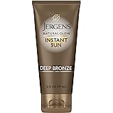Jergens Natural Glow Instant Sun Tanning Moisturizer + Bronzer, Lightweight Sunless Tanning for Natural-Looking Color, Deep Bronze, 6 Oz
