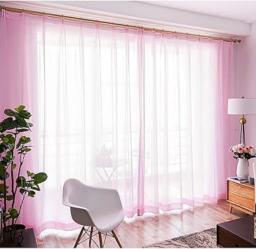 Simple Style Vorhange Gardinen Aus Voile 2er Set Vorhangpaneele Tullenvorhange Luftige Fensterpaneele Fur Schlafzimmer Wohnzimmer Grun Pink Grau Lila Amazon De Kuche Haushalt