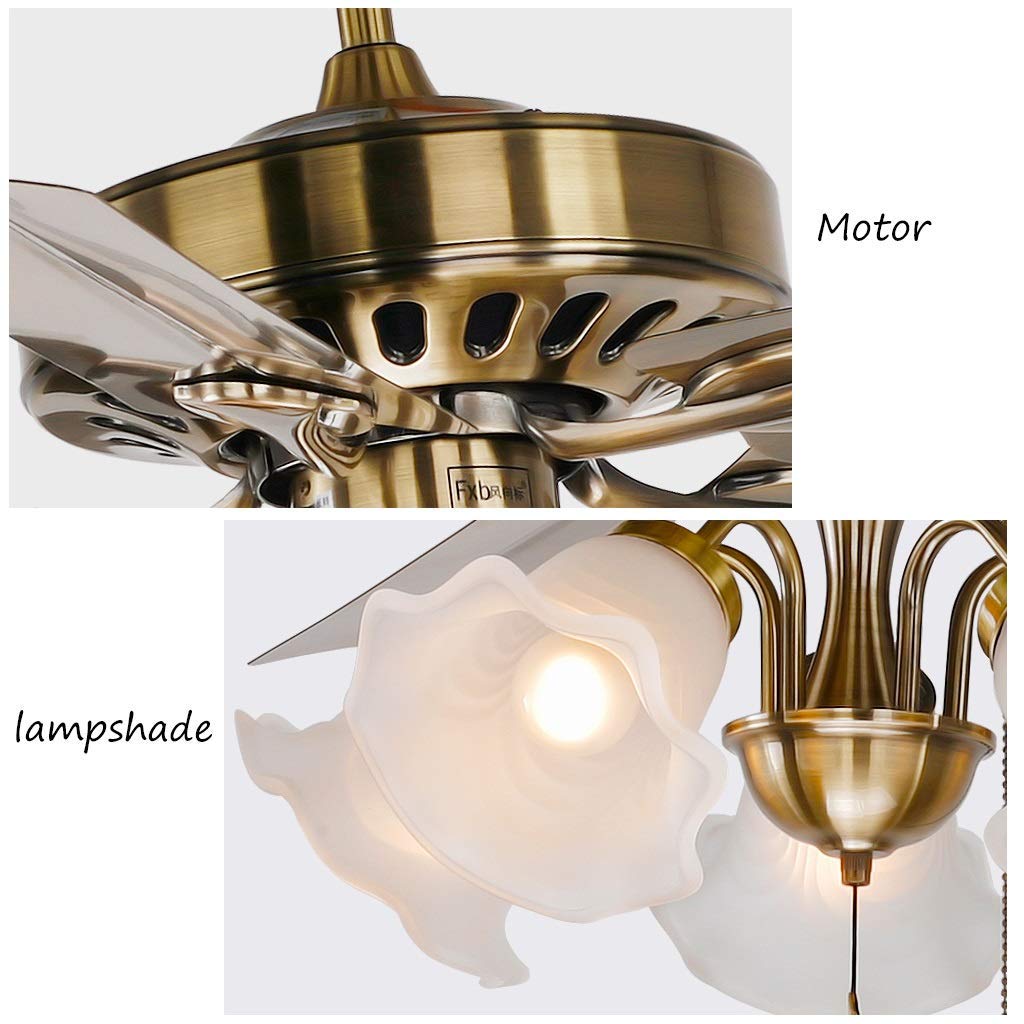 Deckenventilator Kronleuchter Lampe Messing 120 * 49cm / 47,2 * 19