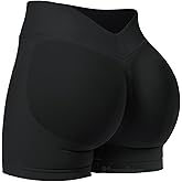VOYJOY Women Workout Impact Shorts 3.6" V Back High Waist Scrunch Butt Lifting Seamless Gym Biker Shorts