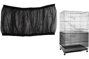 ISMARTEN Bird Cage Seed Catcher Mesh Skirt Cover, Black, Foldable, 59-98 in Circumference, 13 in Height, Prevent Scatter and Mess
