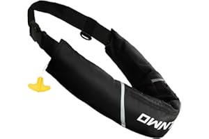 Owntop Manual Inflatable Belt Pack, Adults Swim Jacket with Blowpipe & Whistle, 24g CO2 Cylinder Included, Low Profile for Kayaking, Fishing, Paddle Sports