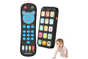 IKOIHO Baby Remote Control Toy Phone, Realistic Kids Phone Toy Remote with Music and Light for 1 Year Old Boys Girls Gifts, Early Education Learning Baby Toys for 6 to 12 Months 12-18 Months Child Infant