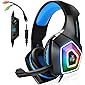 Gaming Headset with Mic LED Light On Ear Gaming Headphone PS4,3.5mm Wired Gaming Headset for PC Mac Laptop Gamer…