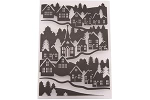 LZBRDY 4.1 by 5.7 Inches Castle House Tree River Decoration Plastic Embossing Folders for Card Making Scrapbooking Christmas Folders