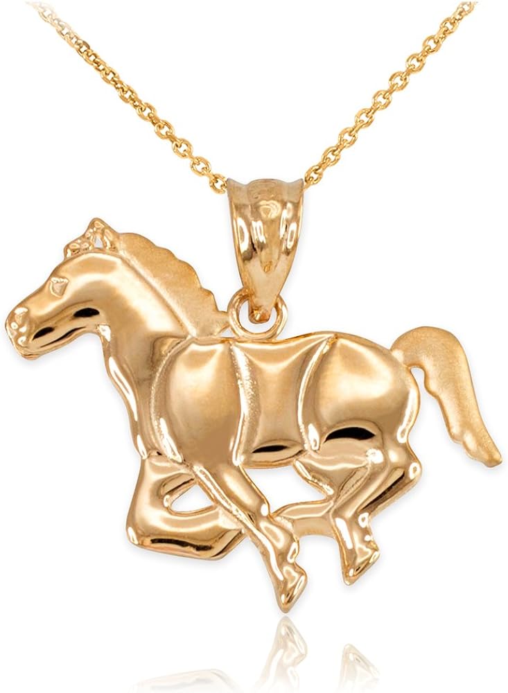 9 ct Gold Yellow Gold Running Horse Pendant Necklace Necklace
