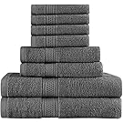 Premium 8 Piece Towel Set (Grey) - 2 Bath Towels, 2 Hand Towels and 4 Washcloths - Cotton - Hotel Quality - Super Soft and Highly Absorbent - by Utopia Towels