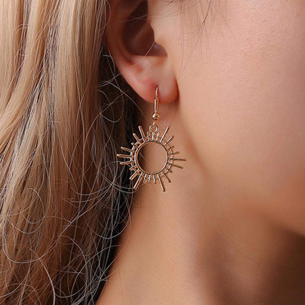 Yienate Boho Earrings with Alloy Sun Pendant Fashion Jewellery for Women and Girls (Gold)